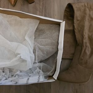 Tan Suede Knee-High Boots